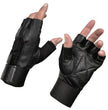 Milwaukee Leather MG7562 Men's Black Leather and Spandex Gel Padded Palm Fingerless Motorcycle Hand Gloves W/ Mesh Material