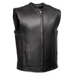 Milwaukee Motorcycle Clothing Co. Men's Rocker Black Leather Premium Club Style Riders Vest MMC30002