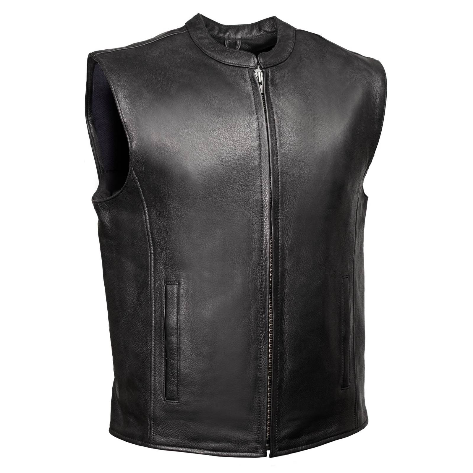 Milwaukee Motorcycle Clothing Co. Men's Rocker Black Leather Premium Club Style Riders Vest MMC30002
