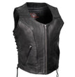 Milwaukee Motorcycle Clothing Co. Women's Rave Black Premium Leather Deep Neck Side Lace Vest MMC40000