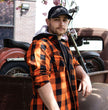 Milwaukee Leather MNG11642 Men's Flannel Plaid Orange and Black Long Sleeve Cotton Button Down Shirt w/ Hoodie