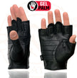 Milwaukee Leather SH195 Men's Black Leather Perforated Gel Padded Palm Fingerless Motorcycle Hand Gloves W/ ‘Open Knuckle’