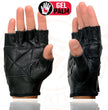 Milwaukee Leather SH355 Men's Motorcycle Black Leather Fingerless Gloves with Gel Palm