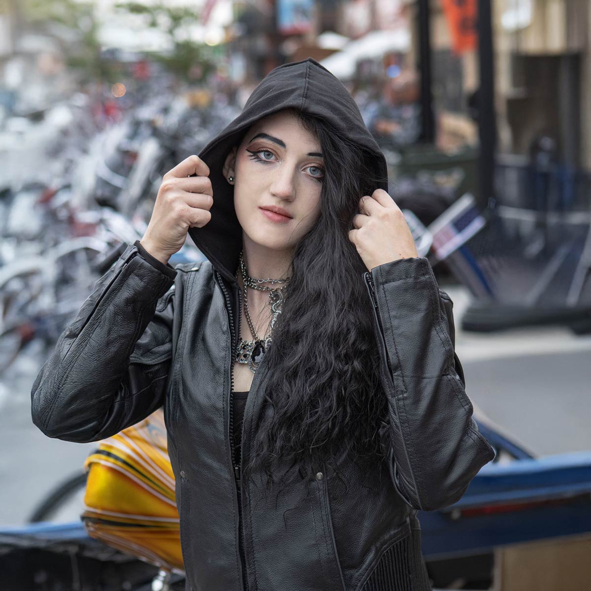 Milwaukee Leather MLL2555 Women's Black 3/4 Hooded Leather Jacket