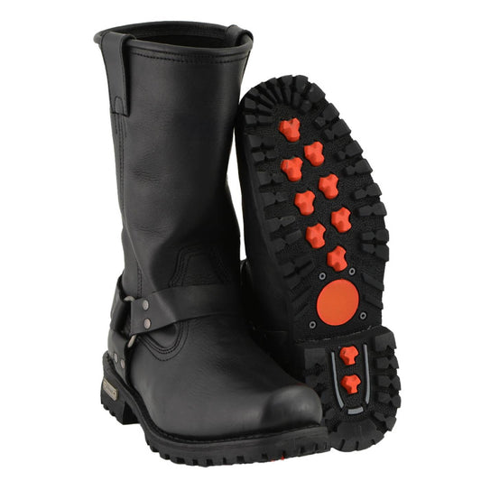 Milwaukee Leather Men's Dark Rider Black Harness Boots, MBM9022