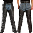 Milwaukee Leather LKM5721 Men's Black Easy Fit Premium Leather Motorcycle Biker Rider Chaps