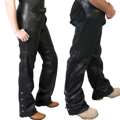 Hot Leathers CHM1005 Best Quality Fully Lined Unisex Black Leather Chaps