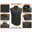 Milwaukee Leather DM1002 Men's Black Lightweight Denim Shirt with Frayed Cut Off Sleeveless
