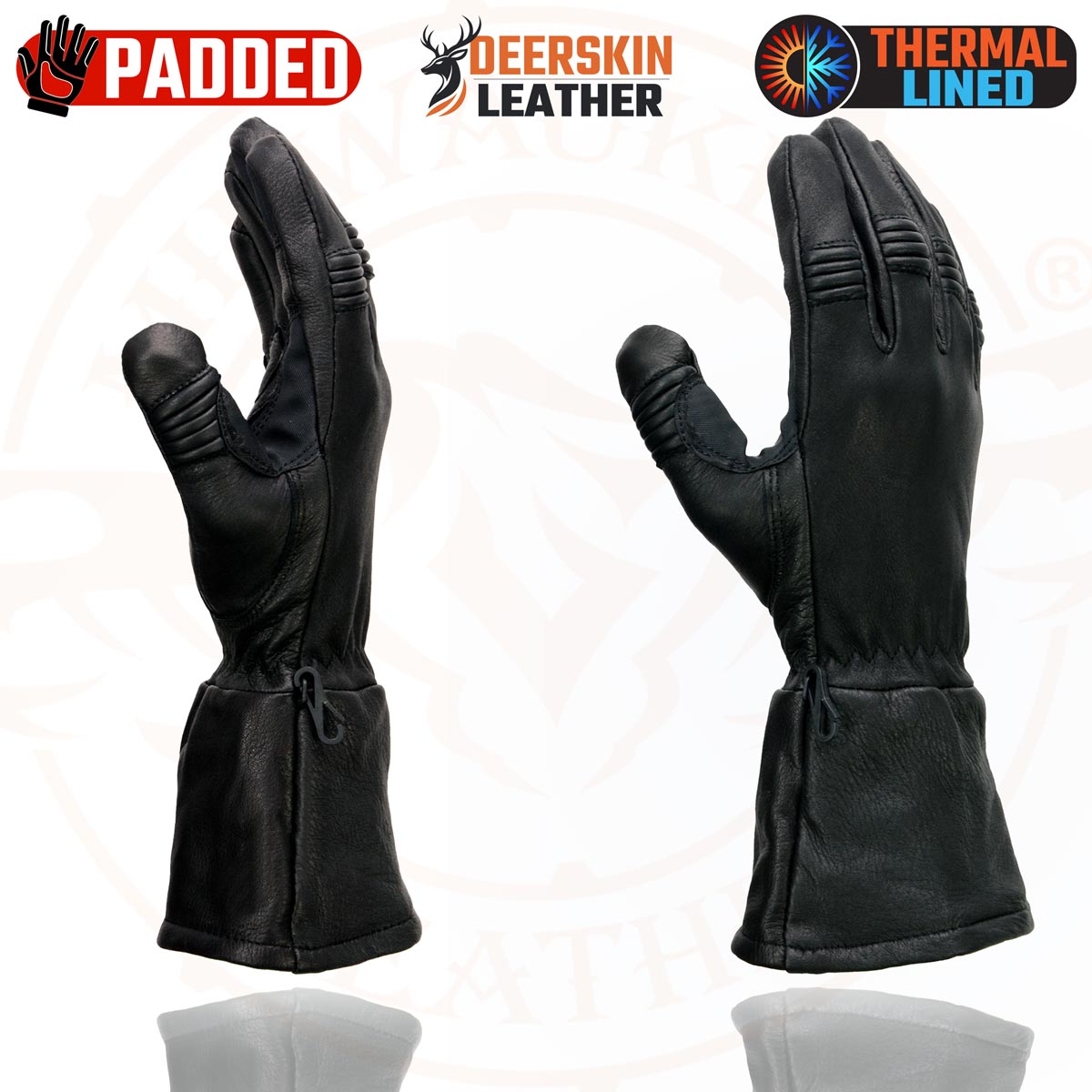 Milwaukee Leather G039 Men's Black Gauntlet Motorcycle Deerskin
