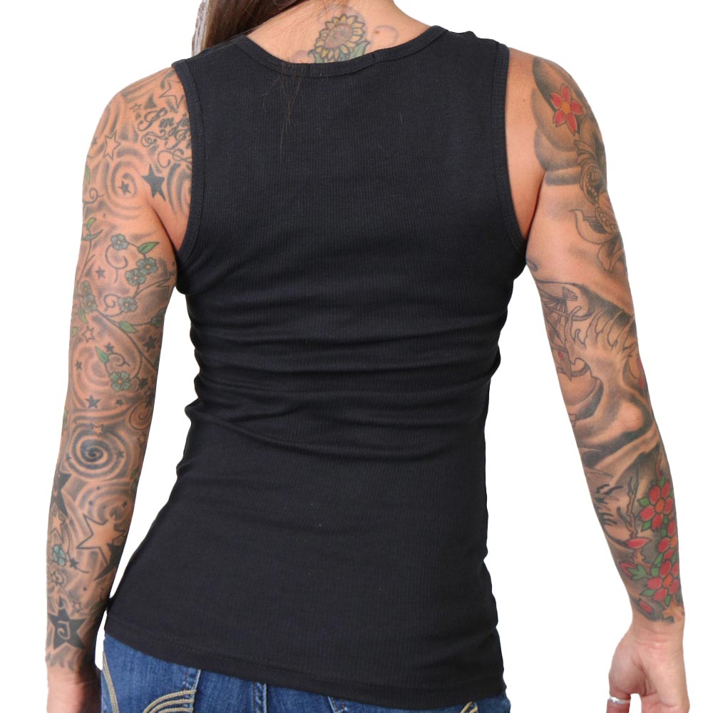 Hot Leathers GLF2028 'Skull Bouquet' Ladies Boy Beater Black Tank Top Shirt