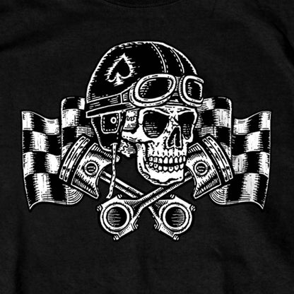 Hot Leathers GMS1549 Men's Black Vintage Racing Skull Printed T-Shirt