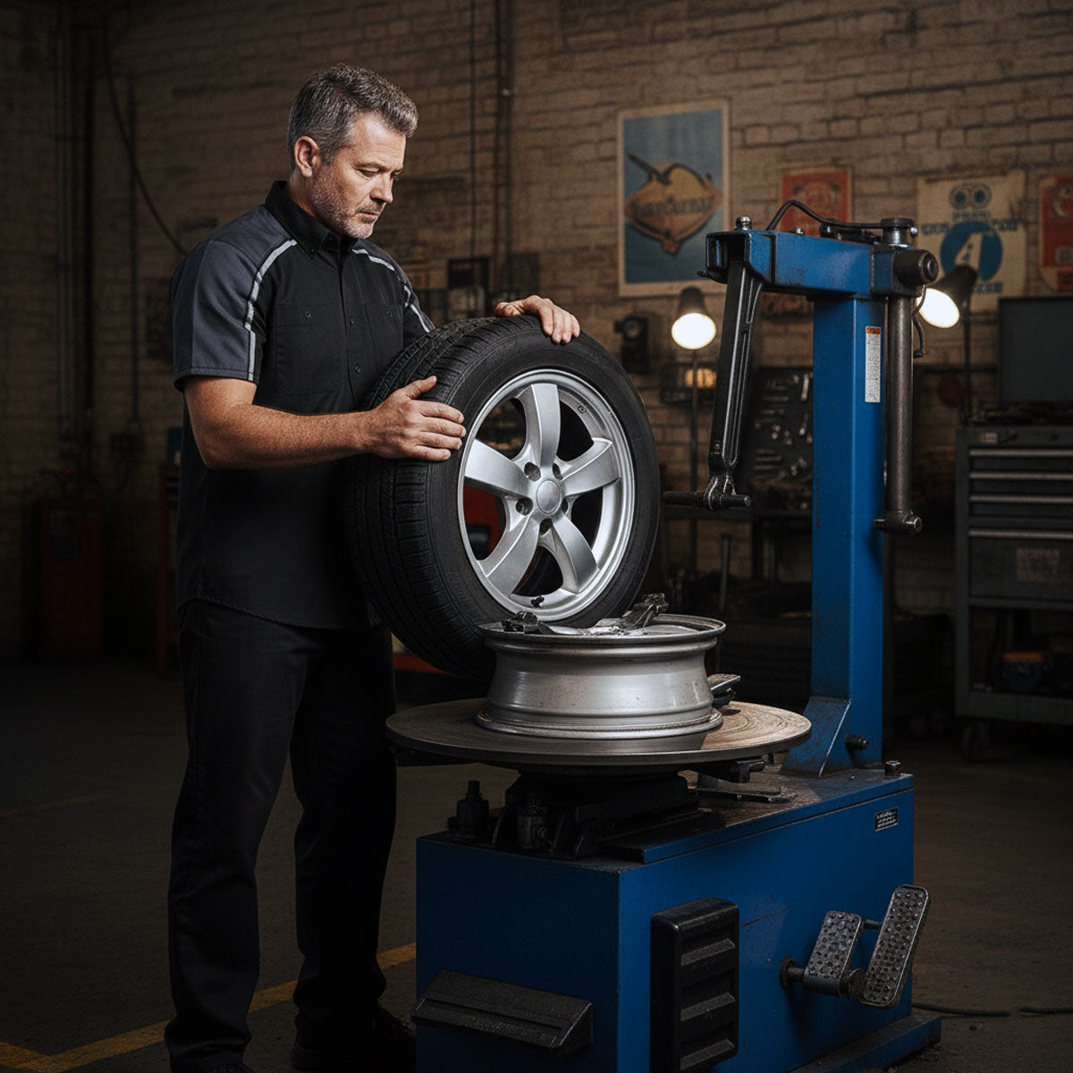 Milwaukee Motorcycle Clothing Co. Men’s Blk/Grey Mechanic Work Shirt – w / Reflective Strip, Rider‑Built MDM11601