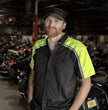 Milwaukee Motorcycle Clothing Co. Men’s Blk/Green Mechanic Work Shirt – w / Reflective Strip, Rider‑Built MDM11604