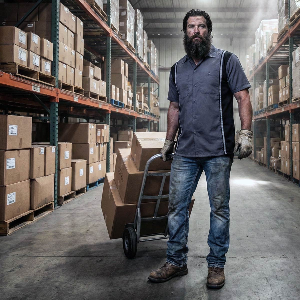 Milwaukee Motorcycle Clothing Co. Men’s Blk/Grey Mechanic Work Shirt – w / Reflective Strip, Rider‑Built MDM11612