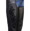 Milwaukee Leather Women's Leather Motorcycle Chaps w/ Embroidery Detail, Adjustable Fit Riding Gear - LKL16701