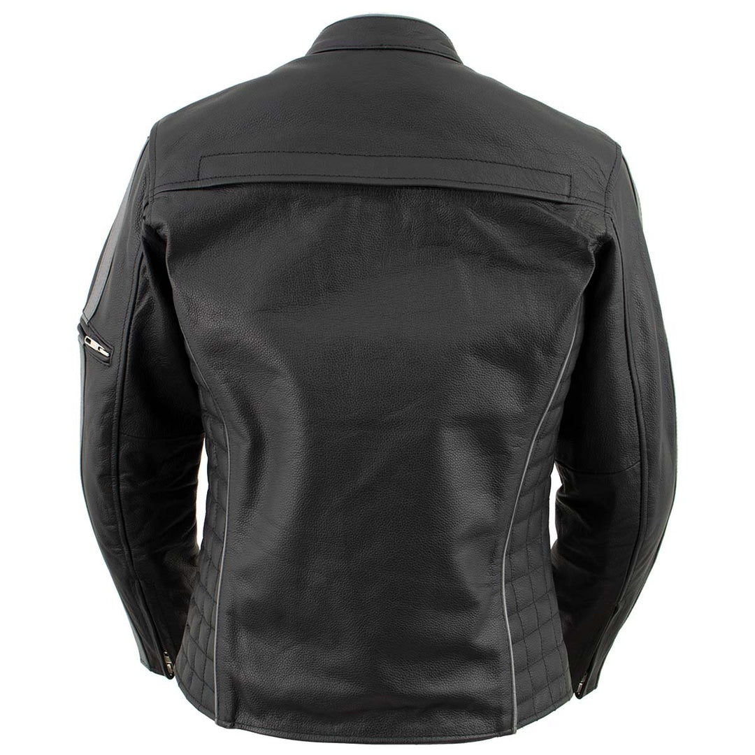 Milwaukee Leather LKL27000 Women’s Vented Premium Black Leather Jacket with Silver Trim