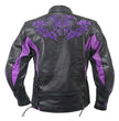 Milwaukee Leather LKL27002 Women's Premium Black and Purple Leather Embroidered Jacket with CE Armor Protection