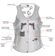 Milwaukee Leather LKL4711 Women's Black Premium Leather Motorcycle Vest with Side Lace Adjustment