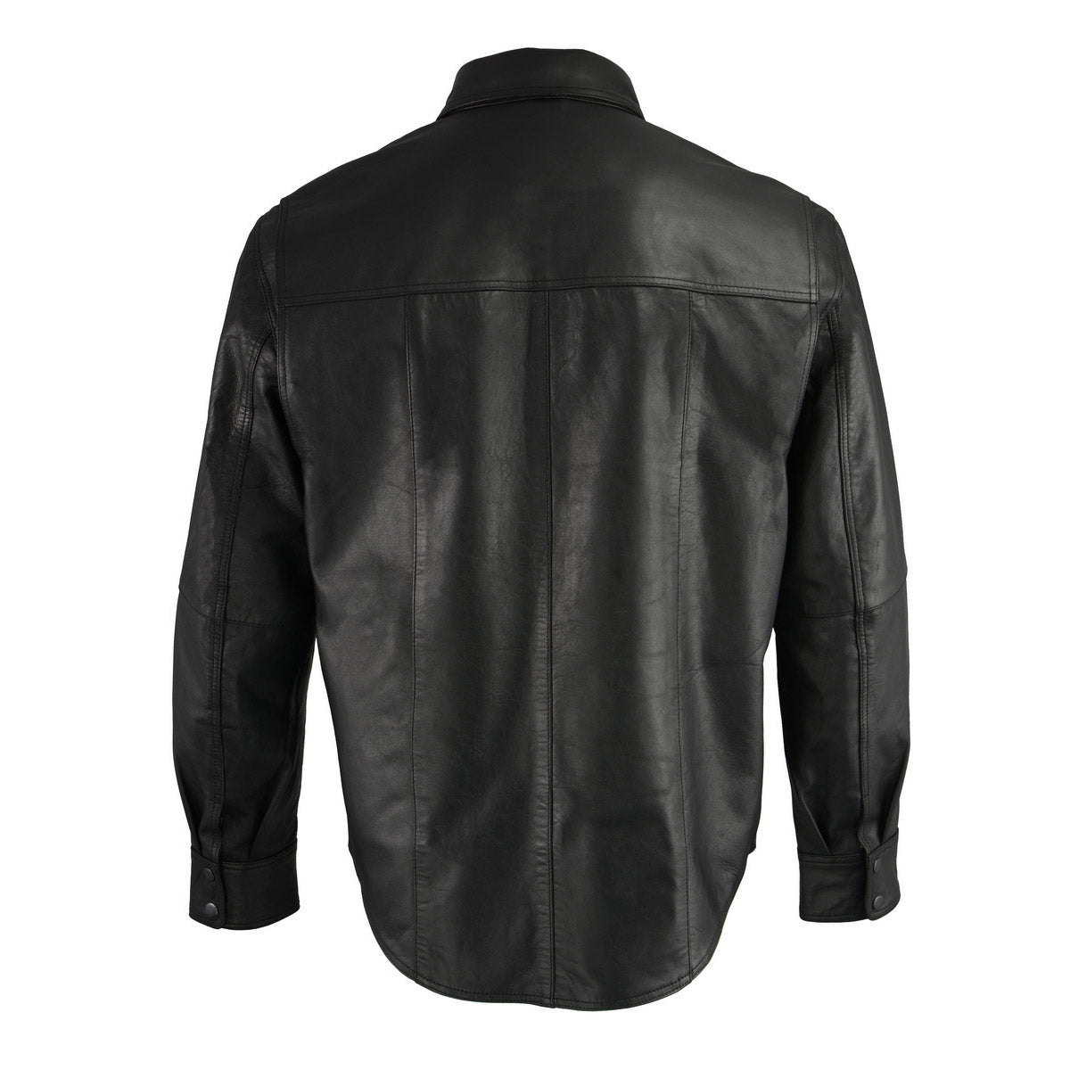 Milwaukee Leather LKM1601 Men's Black Lightweight Snap Front Casual Biker Leather Shirt