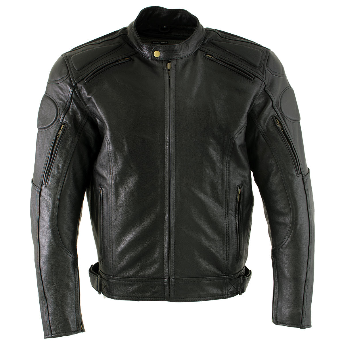 Milwaukee Leather LKM7005 Men's Premium Black Leather Racer Style Motorcycle Jacket with CE Armor