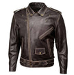 Milwaukee Leather Men's Live to Ride Classic Retro Brown Premium Leather CE Armored Motorcycle Jacket - Side Lace - LKM1707