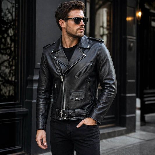 Milwaukee Leather Men's Classic Armored Black Leather Motorcycle Jacket w/ CE Armor - LKM17020