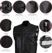 Milwaukee Leather LKM3784 Men's Classic Black Leather Motorcycle Rider Vest Stars and Stripes Design w/ USA Flag Liner