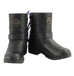 Milwaukee Leather MBL9317 Women's Black Leather Harness Zip-Up Motorcycle Rider Boots w/ Purple Back Laces