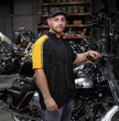 Milwaukee Motorcycle Clothing Co. Men’s Blk/Yellow Mechanic Work Shirt – w / Reflective Strip, Rider‑Built MDM11600