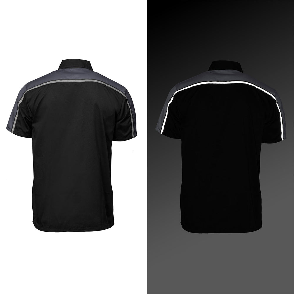 Milwaukee Motorcycle Clothing Co. Men’s Blk/Grey Mechanic Work Shirt – w / Reflective Strip, Rider‑Built MDM11601