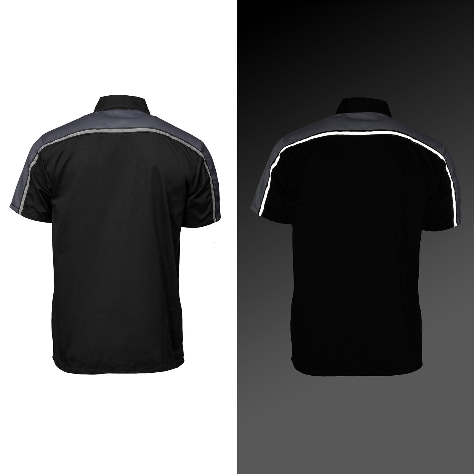 Milwaukee Motorcycle Clothing Co. Men’s Blk/Grey Mechanic Work Shirt – w / Reflective Strip, Rider‑Built MDM11601