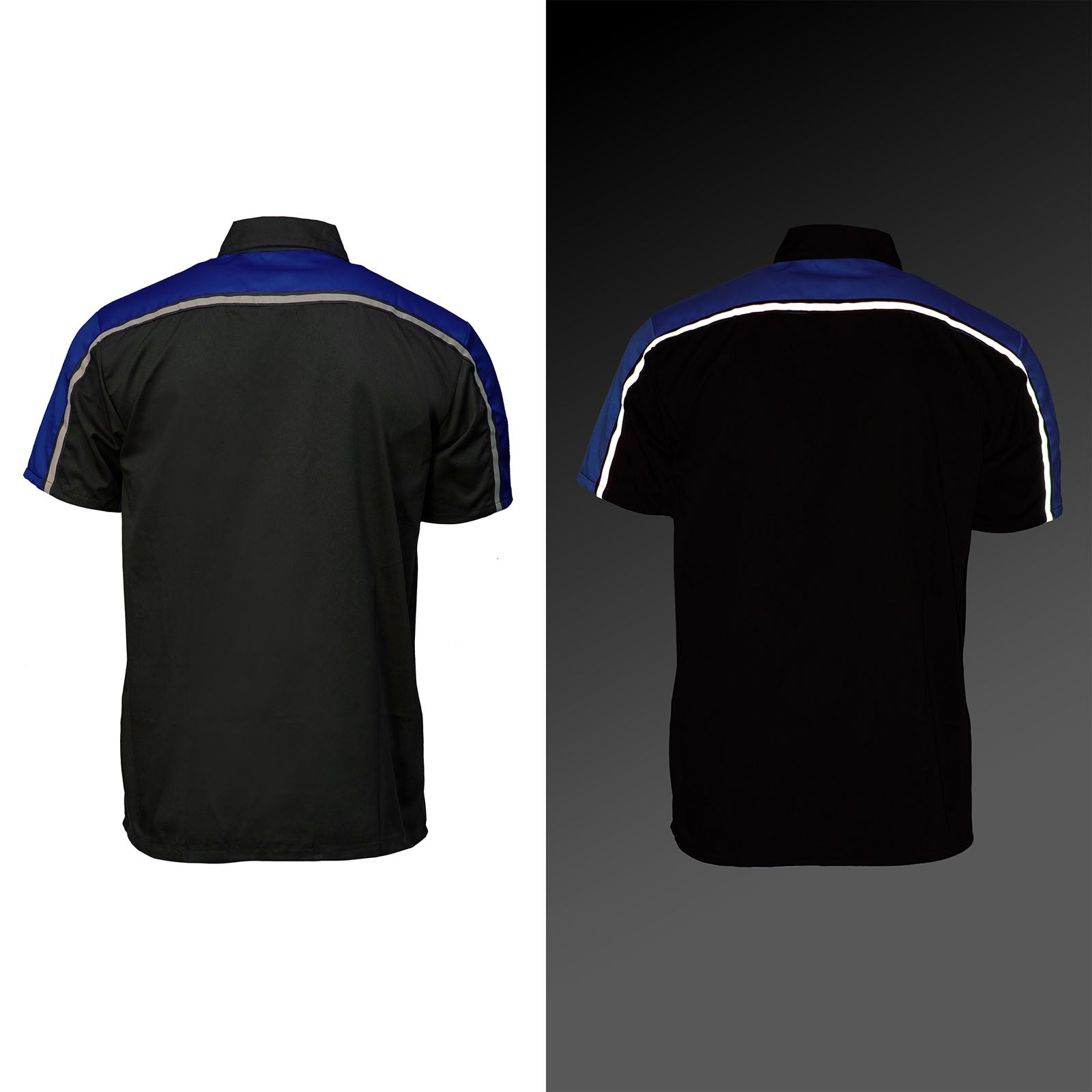 Milwaukee Motorcycle Clothing Co. Men’s Blk/Blu Mechanic Work Shirt – w / Reflective Strip, Rider‑Built MDM11602