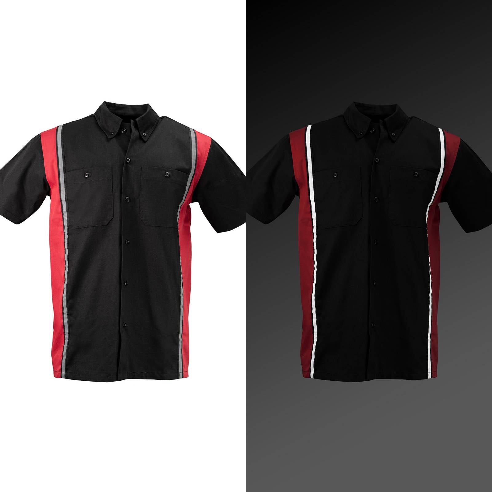 Milwaukee Motorcycle Clothing Co. Men’s Blk/Red Mechanic Work Shirt – w / Reflective Strip, Rider‑Built MDM11607
