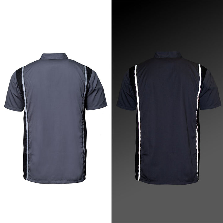 Milwaukee Motorcycle Clothing Co. Men’s Blk/Grey Mechanic Work Shirt – w / Reflective Strip, Rider‑Built MDM11612