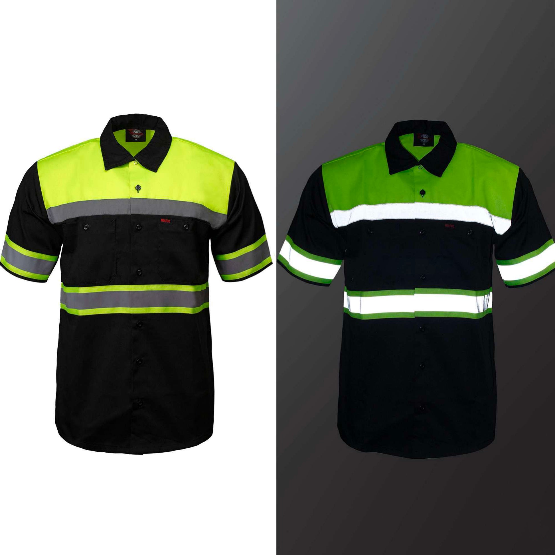 Milwaukee Motorcycle Clothing Co. Men’s Safeway Green/Black Mechanic Rider Ready Shirt w/ Reflective Strip MDM11613