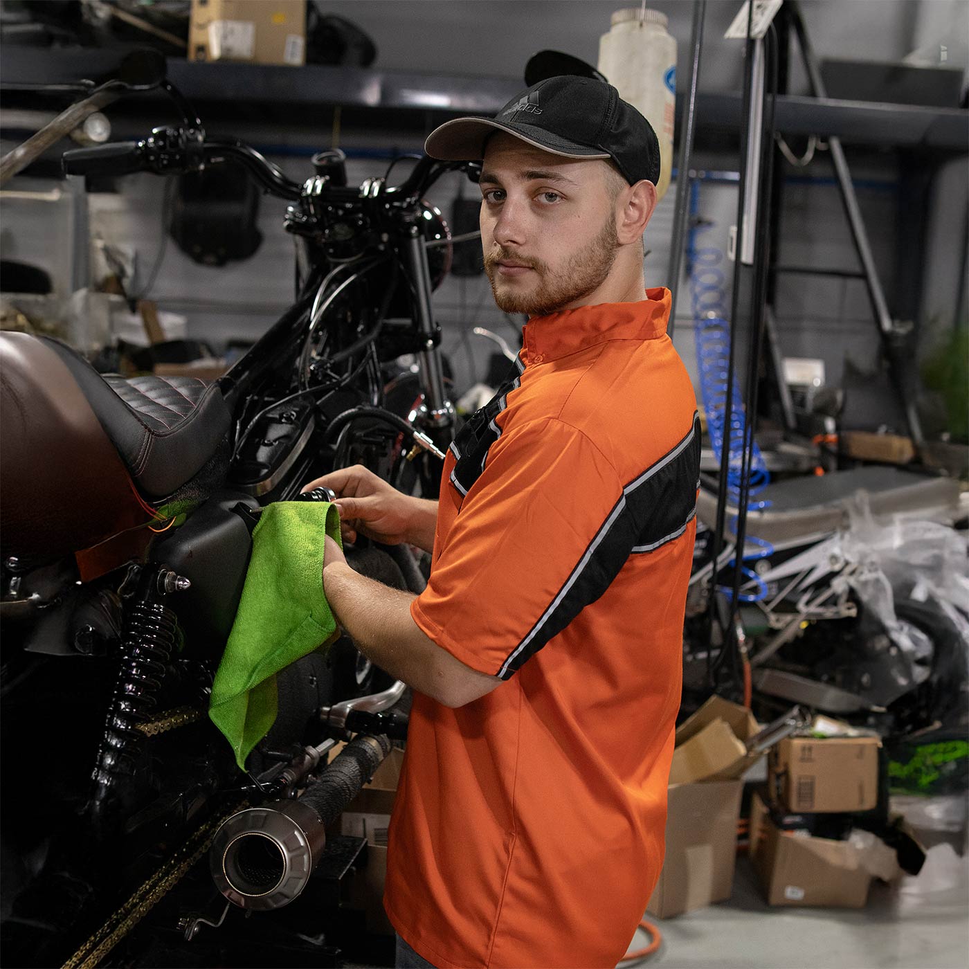 Milwaukee Leather MDM11670 Men's Orange-Black Mechanic Work Shirt