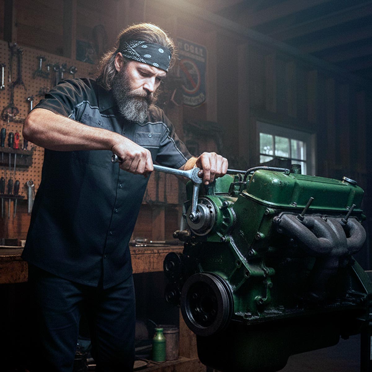 Milwaukee Leather MDM11672.01 Men's Black and Grey Button Up Heavy-Duty Work Shirt | Classic Mechanic Work Shirt