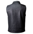 Milwaukee Leather MDM3030 Men’s Black Waxy Coated Denim Club Style Motorcycle Rider Vest w/ Shirt Collar