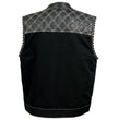 Milwaukee Leather MDM3035 Men’s Wrecker Club Vest – Black Denim & Leather, Diamond Quilt, White Stitch