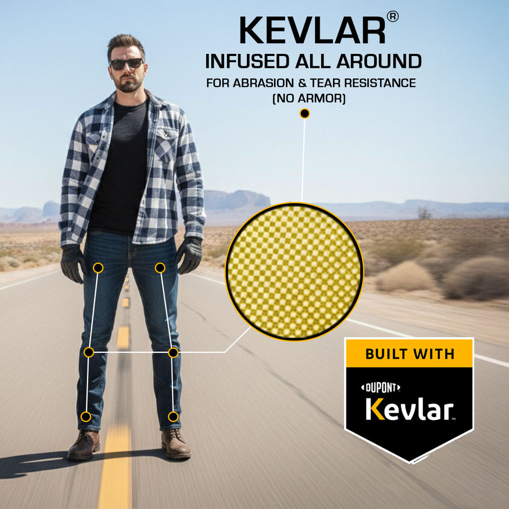 Milwaukee Leather MDM5008 Men's Blue 5 Pocket Tear Resistant Motorcycle Denim Jeans Infused w/ Aramid Fibers