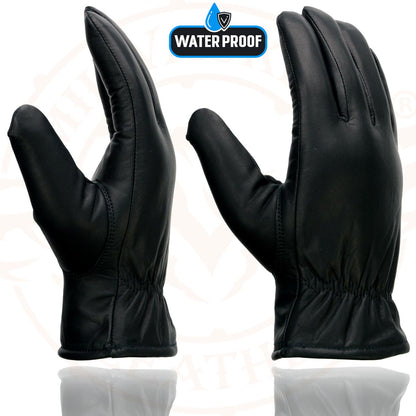 Milwaukee Leather MG7523 Men's Black Leather Waterproof Cruiser Motorcycle Hand Gloves