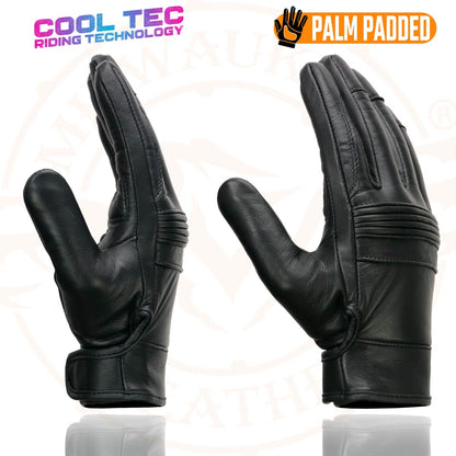 Milwaukee Leather MG7536 Men's Black ‘Cool-Tec’ Leather Gel Palm Motorcycle Hand Gloves W/ Flex Knuckles