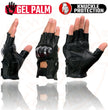 Milwaukee Leather MG7555 Men's Black Leather Gel Padded Fingerless Motorcycle Gloves w/ Knuckle Protection