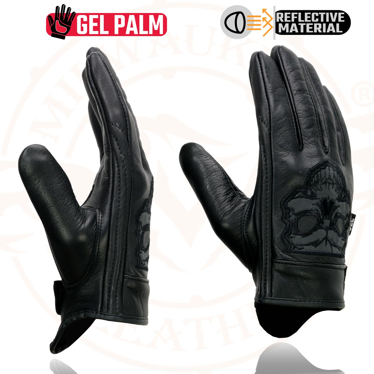 Milwaukee Leather Men's Black Leather 'Reflective Skull