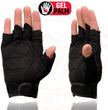 Milwaukee Leather MG7590 Men's Black ‘Amara Cloth’ Gel Palm Fingerless Motorcycle Hand Gloves W/ Breathable Mesh Material