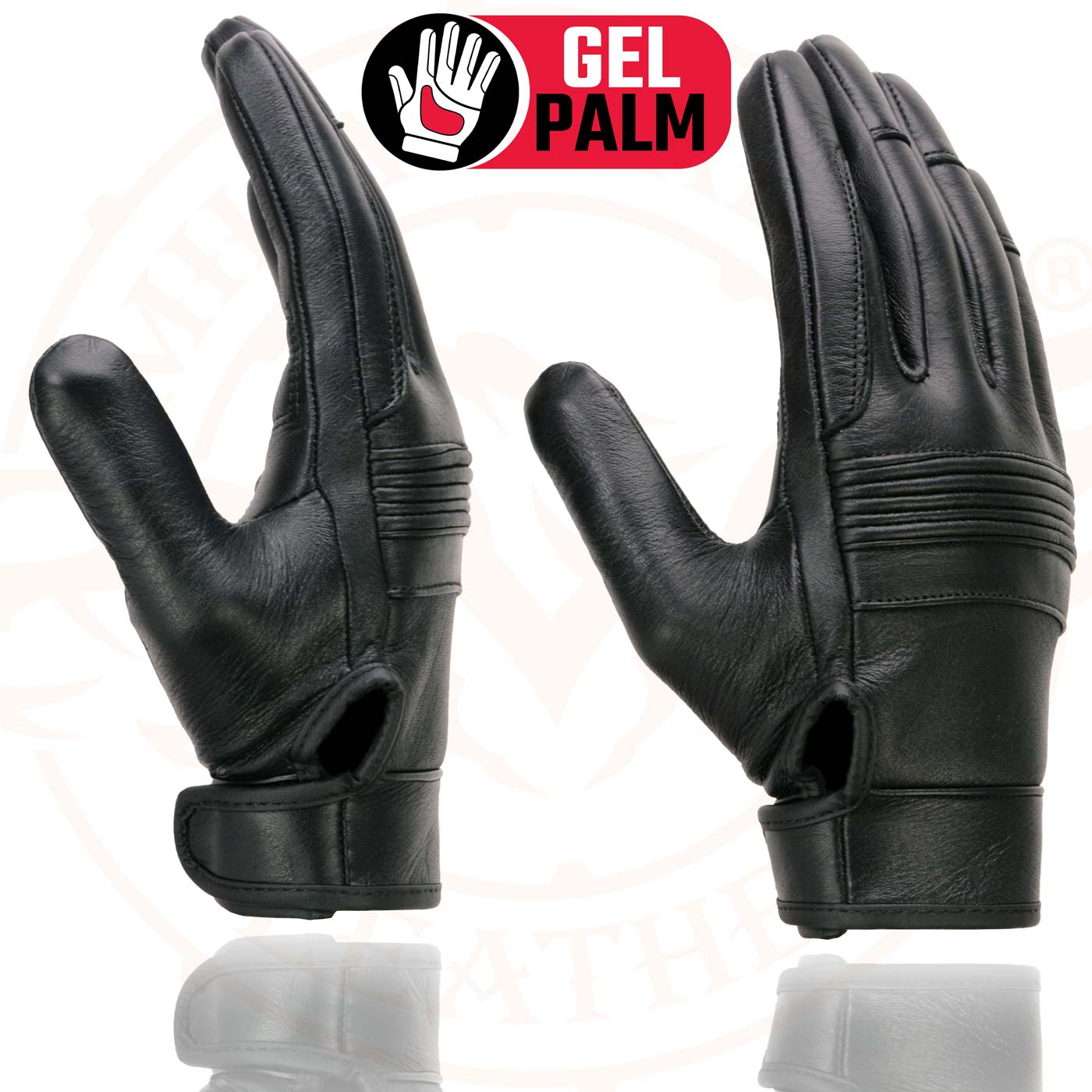 Milwaukee Leather MG7735 Women's Black Leather Gel Palm Motorcycle Hand Gloves W/ Flex Knuckles