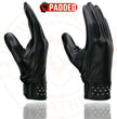Milwaukee Leather MG7760 Women's Black Leather Gel Palm Lightweight Motorcycle Hand Gloves W/ Stylish ‘Wrist Detailing’