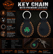 Milwaukee Leather Key Chain with Leather Original Pewter Emblem