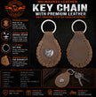 Milwaukee Leather Key Chain with Leather Original Pewter Emblem