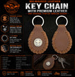 Milwaukee Leather Key Chain with Leather Original Pewter Emblem